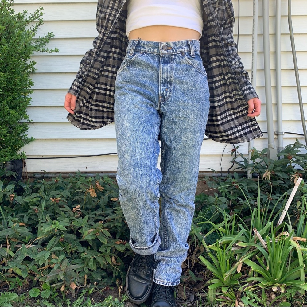 Levi’s orange tab high waisted acid wash jeans